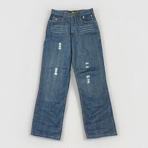 Vintage Jordan Craig Distressed Baggy Jeans‎ Men's Size 32x32 Blue Denim